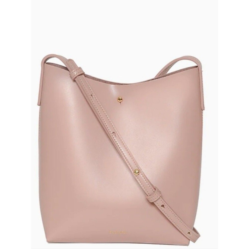 SAMARA Minimalist Soft Pink Vegan Leather Crossbody Bucket Bag